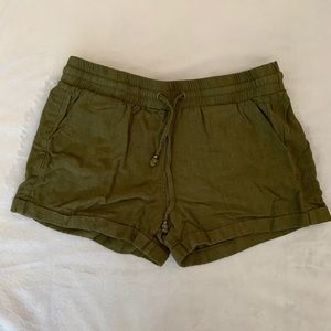 Olive linen shorts
